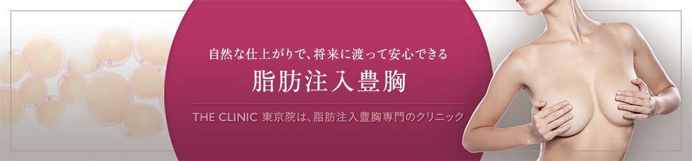 自然な仕上がりで、将来に渡って安心できる脂肪注入豊胸 THE CLINIC 東京院は、脂肪注入豊胸専門のクリニック