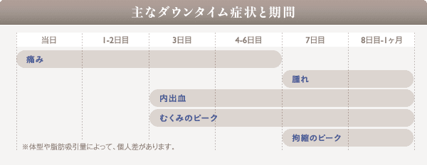 主なダウンタイム症状と期間